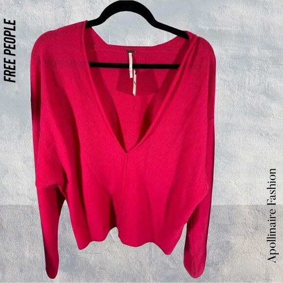 FREE PEOPLE SOLITARE CASHMERE SWEATER IN PINK ROSE NWT SMALL - Picture 4 of 6